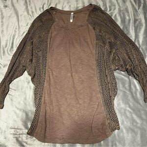 Brown Long Sleeve Knit Sweater Shirt